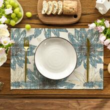 1pc/1set Sunflower Pattern Linen Placemats, Tablecloth And Table Runner Set, 12"X18"/13"X72" Seasonal Kitchen Dining Table Decor, Party & Home Decoration - Multicolor - View 6