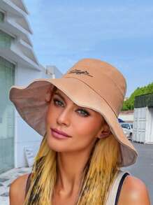 1pc Double-Sided, 3D Tailored, 11cm Wide Brim Hat, Face-Slimming, Adjustable, Soft & Comfortable, Breathable, Foldable & Portable, UV Protection, Floral Accent, Internal Soft Lining, Non-Deformable, Excellent For Photos, Fashionable & , Suitable For Back To School, Travel, Cycling, Outdoor, Hiking, Gatherings And More Occasions