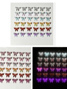 50 件发光蝴蝶图案美甲装饰 DIY 指甲饰 指甲宝石 美甲用品 母亲节礼物