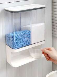 موزع مثبت على الحائط لمنظف الغسيل - تخزين متعدد الاستخدامات لمنشطات رائحة الغسيل مع أكواب مرفقة، أدوات المطبخ، اكسسوارات المطبخ، أدوات المطبخ