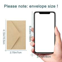200 Stücke Mini Kraftpapier-Umschläge 4.13" X 2.75" braune Geschenkkarten Einladungen Visitenkarten Mini Grußkarten, Mini-Umschläge, kleine Umschläge, Faltkarten für Geldgeschenke, Dankeskarten, Einladungen Rückkehr zur Schule