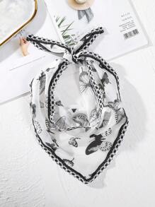 1 件浪漫优雅日常网眼蝴蝶形围巾 - 彩色 - 查看 2