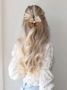 2 pièces Pinces à cheveux en forme de nœud papillon avec fleurs pour filles, pinces alligator couleur terre avec perles, barettes à ruban gros-grain élégantes, pinces à cheveux pour queue de cheval pour tout-petits, cadeau de mariage et d'anniversaire printanier, accessoires capillaires floraux pour enfants