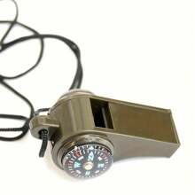 3-In-1 Emergency Survival Whistle With Compass & Thermometer - Perfect For Camping, Hiking, Outdoor Adventure, Referee And Cheerleaders