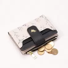 Suphiar Elegant Floral Print Metal Button Small Bifold Wallet For Women Wallet Mini Wallet Purse Wallet Small Wallet