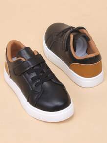 Kids' Casual Color Block Hook And Loop Closure Campus Style Fashion Sneakers - Black - View 5