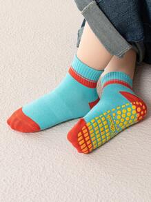 6 Pairs Mixed Color Anti-Slip Grip Socks For Toddlers Boys Girls, With Colorful Stripes, Suitable For Trampoline, Indoor, Home, Short Ankle Style, Elastic Cuff, Ideal For Spring, Autumn, Kids Children - Multicolor - View 10