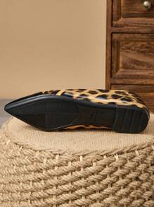 Bailarinas con estampado de leopardo y empalmado elegantes para mujeres, adecuadas para banquetes, ir al trabajo, oficina y ocasiones casuales, versátiles