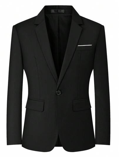 Men's Single-Breasted Notch Lapel Business Formal Blazer Jacket, Suitable For Weddings, Ceremonies, Holiday Events