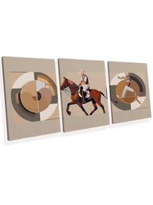 3pcs Triptych Horse Riding Modern-Printing Canvas -Posters-Wall Arts- Frameless Canvas Paintings - Bedroom, Home Office, Kitchen, Bathroom - Indoor/Outdoor Hanging Pictures Ideal Gift For Wall Decoration, Room Decoration Paintings Gifts Birthday Graduation