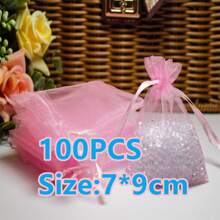 10/50/100pcs Gift Packaging Bags, Multi-Color Organza Candy Bags, Tableware, Size: 7*9CM, Various Holiday Party Packaging Supplies, Festival Home Decor