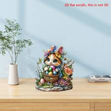 Easter Rabbit Ornament 2D Flat Acrylic Decorations Easter Eggs Bunny Desktop Decor Ornament Crafts - Colorful - View 6