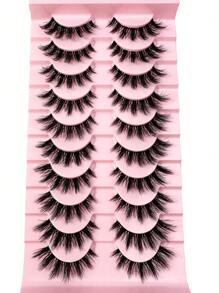 LYBCG New 10 Pairs Manga Lashes Eyelashes 3D Mink Lashes Natural Eyelashes Clear Eyelash Stem False Eyelashes Cat Eye Lashes Eyelash Extension Effect For Halloween Cosplay Manga Lashes - màu đen - Xem 4