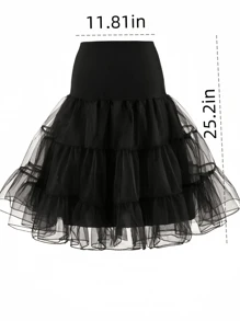 1 件女士柔软网眼衬裙，分层洛丽塔女仆装衬裙，黑色和白色可选，长款和短款，女士秋季服装
