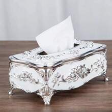 European Tissue Box, High-End Hotel Restaurant Napkin Extraction Box, Kitchen And Living Room Tabletop Tissue Storage Box - B-銀白色 - 查看 3