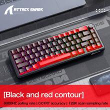 FREEWOLF ATTACK SHARK X65PRO HE Rapid Trigger-toetsenbord, magnetisch toetsenbord, 0,01 mm RT-nauwkeurigheid gamingtoetsenbord met C01PRO-spiraalkabel, magnetische schakelaar, tri-mode, 0,125 ms latentie, 8K pollingsnelheid, voor gamers