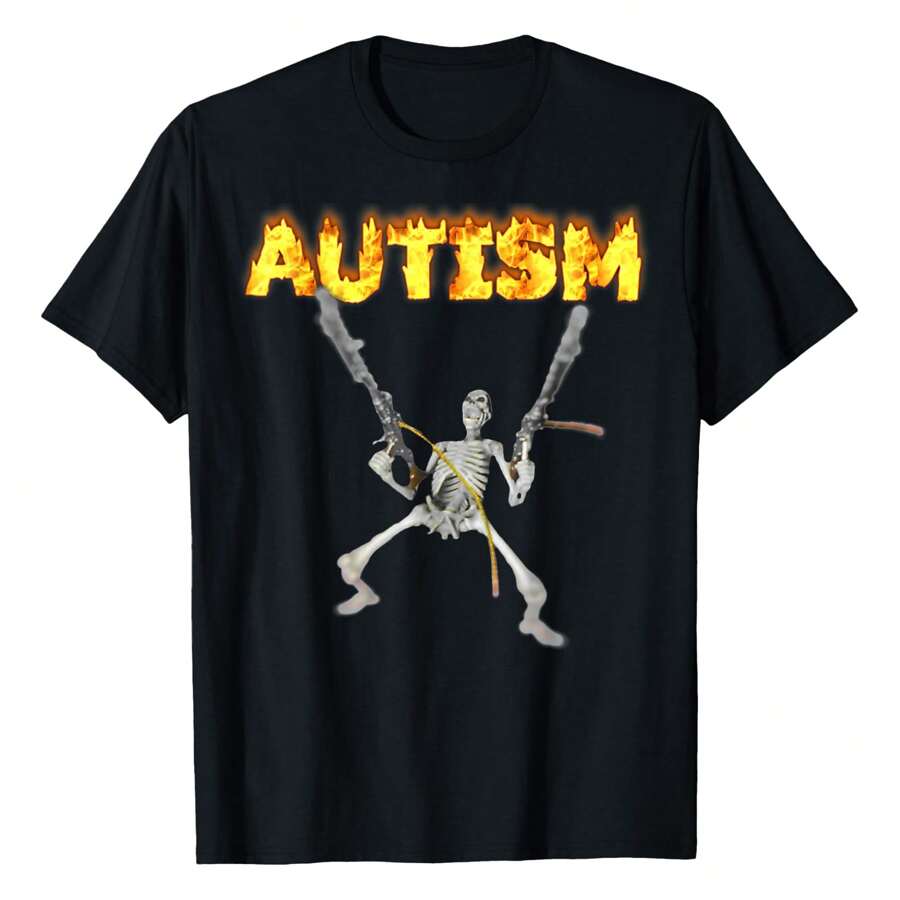 AUTISMIC Skeleton Meme T-Shirtwomen's Tee - Black - View 1