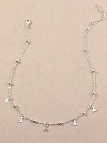 1 件简约优雅星形串珠项链，时尚百搭颈链，适合女性日常穿着和节日