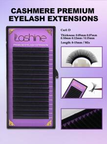 LASHINE 16Rows 0.05 0.07 0.10 0.12 0.15mm Premium D Curl Cashmere Matte Black Lashes Soft Natural Mega Volume Eyelash Extensions Classic Individual Lash Extensions Wholesale