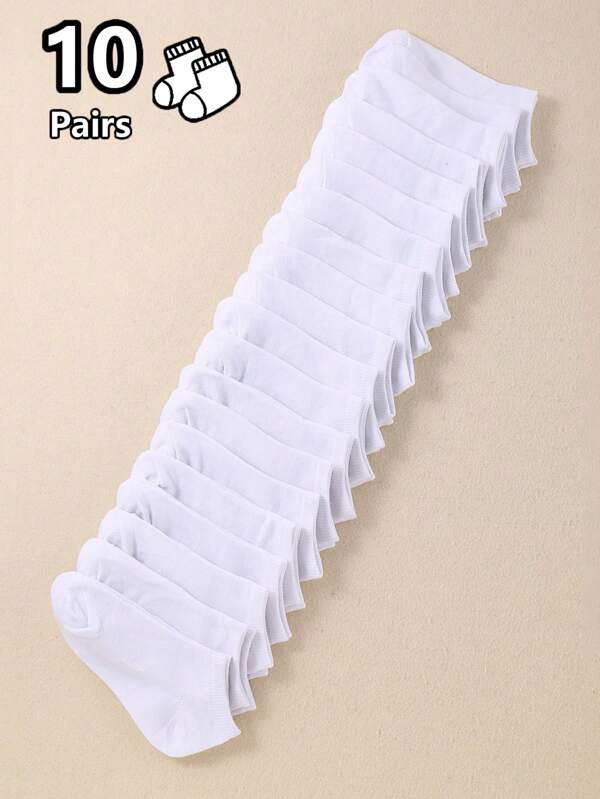 10 paires de chaussettes de base blanches pour enfants avec chevilles pour garçons et filles - Chaussettes de sport pour enfants douces et confortables, chaussettes pour tout-petits pour tous les jours