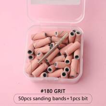 51件套迷你美甲钻头，3毫米砂纸打磨带，适用于家用美甲沙龙 - 粉色#240，美甲用品，美甲工具，美甲艺术工具，返校季，美甲，美甲工具，适用于贴片美甲 - 粉色 - 查看 3