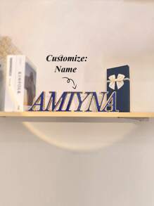 Customized English Name Acrylic Adhesive Wooden Ornament, Perfect Gift For Valentine's Day, Thanksgiving, Mother's Day, Christmas, Warm Home Decor, Holiday Atmosphere Decoration, Party Decoration, Desktop Decor, Study Decor Gifts Birthday Graduation