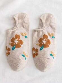 5 Pairs Women's Floral Pattern Versatile High Fashion Solid Color Simple Comfortable Soft Casual Student Style Girly Mori Style Anti-Slip Short Socks - Multicolor - View 6