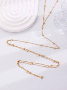 1pc Minimalist Fashionable New Sexy Chain Beaded Decor Chest Chain Body Chain, Suitable For Summer Beach, Party, Festival, Vacation Wear