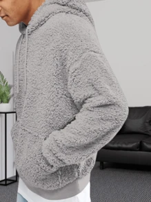 Runcati Sudadera con capucha y manga larga de RefinAtti para hombre, con forro polar y estilo militar, para otoño e invierno - Gris Claro - Ver 2