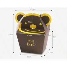 10pcs Cartoon Bear Square Folding Cookie/Biscuit Boxes, Chocolate Gift Box