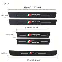 5pcs Set Car Door Sill Welcome Scuff Plate Leather Protection Decorative Strips For Fiat 500X - Black - View 2