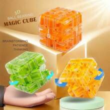 Khối lập phương ma thuật mê cung 3D tương tác 4 màu dành cho trẻ em, phù hợp cho trẻ em và thanh thiếu niên, đồ chơi giải tỏa căng thẳng sáng tạo, trò chơi thử thách liên kết nhiều màu sắc, quà tặng lý tưởng cho tiệc sinh nhật - Khối lập phương lăn - Xem 2