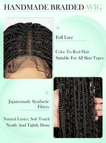 A ANYTIME 波西米亚风蕾丝编织假发，长波浪钩针编织辫子假发，带婴儿头发，手工无结编织辫子波浪头带接发 - 黑色 - 查看 7