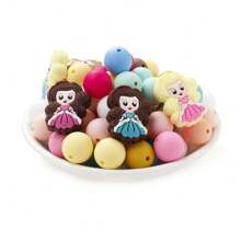 32-65pcs/Pack 15mm Silicone Beads Double-Sided Cartoon Girl Bracelet DIY Kit, Materials For DIY Bead Pen, Keychain Anti-Lost Chain - Multicolor - View 4