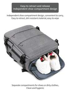 Travel Backpack, Large Capacity Multi-Compartment Outdoor Backpack With USB Charging Port, Nylon Minimalist Backpack Suitable For Business Travel, Camping, School - Grey - View 5