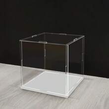 1pc Transparent And White Acrylic Collectibles Display Cabinet - Dustproof Storage Box, Suitable For Statues, Models, Dolls - Art Storage Display Stand