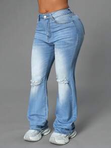 Women'S Casual Street Slim Fit Denim Jeans - Blue - View 4
