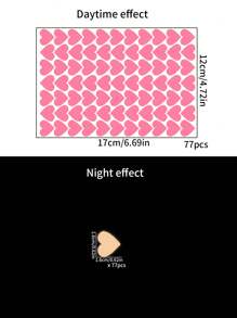 77pcs/58pcs Heart-Shaped Luminous Stickers For Bedroom, Home Decoration, Self-Adhesive Fluorescent Pink,Stickers,Wall Decal, Vinyl Decal For Home Decorations,Spring Decoration Items Refresh Your Home,Rama Decoration Stickers Gifts Birthday Graduation