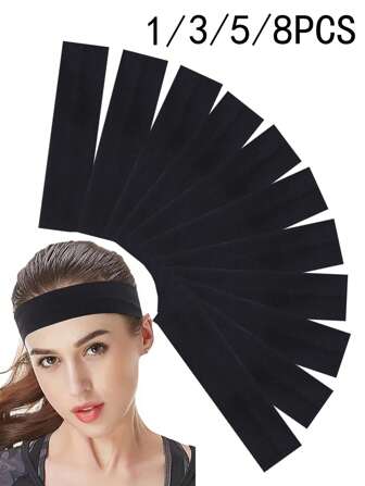1pc/3pcs/5pcs/8pcs Unisex Short Long Hair Simple Elastic Headband, Non-Slip Sweatband For Yoga Running Fitness Sports, Soft Fabric Casual Headbands, Polyester, Solid Color, All Season Turban Headband, Hairband Fall Winter Hair Band Hair Accessories For Women For Vacation Outfits Woman Women Bandanas Fashion Women Scarf