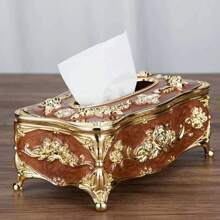 European Tissue Box, High-End Hotel Restaurant Napkin Extraction Box, Kitchen And Living Room Tabletop Tissue Storage Box - B-銀白色 - 查看 7