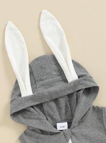 Infant Baby Easter Hooded Romper Cute Sleeveless Zip Up 3D Rabbit Ear Contrast Color Jumpsuit Toddler Clothes For Boys Girls Cute Style