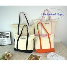 Custom Text Tote,Embroidered Tote Bag,Ironic Boat Tote,Canvas Tote Bag,Beach Bag,School Bag,Gift For Her,Best Friend Gift,Personalized Gifts - Multicolor - View 5