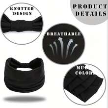 عصابات للرأس للنساء، أفريقية من النمط البوهيمي، عصابات رأس واسعة، عصابات رأس مقسمة ، ربطات رأس عمائر، إكسسوارات شعر - الأسود - مشاهدة 6