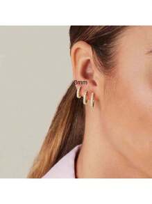 MDFUN Pulseira de tênis Brincos Conjuntos de joias 18K banhado a ouro 3mm zircônia cúbica redonda Pulseira de tênis e 8mm Aço inoxidável Pequeno Conjunto de brincos de argola para mulheres Homens
