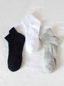 6 Pairs Men's Short Socks, Minimalist Solid Black/White/Gray, Fashion Streetwear, Thin Sport Breathable Moisture Wicking, Best Ankle Socks For Daily Wear, Spring/Summer - Multicolor - View 5