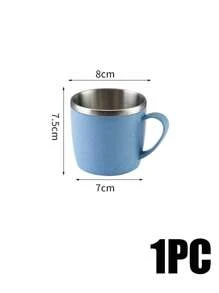 1个304不锈钢马克杯，小麦秸秆元素小马克杯，家用防烫防摔饮水杯，带手柄咖啡杯，不锈钢咖啡杯，双层真空旅行咖啡杯，可盛果汁、牛奶、奶茶、花茶，220ml，教师答谢礼物，马克杯，旅行，夏季必备，母亲节礼物，教师节礼物，不锈钢双层隔热手柄牛奶咖啡早餐杯 - 彩色 - 查看 14