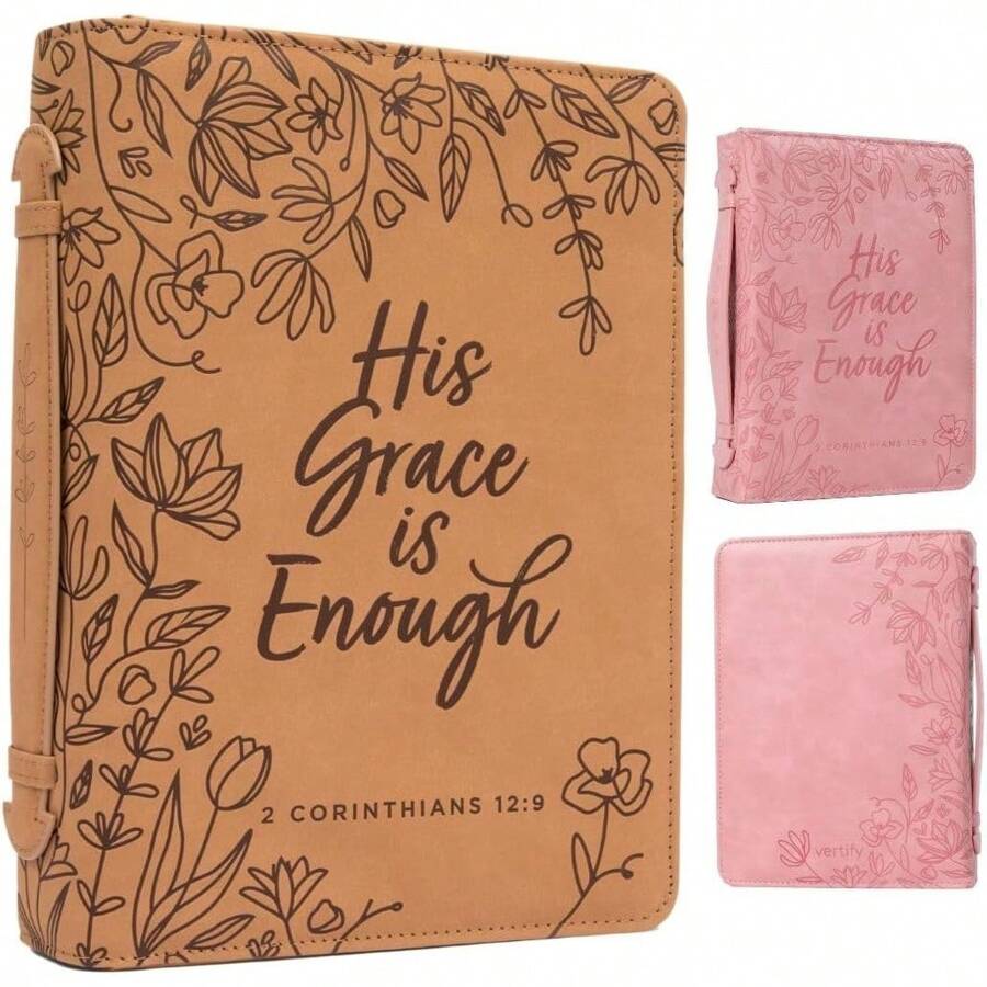 PU Leather Bible Covers For Women Large Size – Floral Bible Case For Women W/Storage – Durable Bible Carrying Case For Women - Bible Cover For Women - Large Bible Covers For Women (Brown)