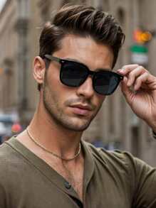 1 szt. Wysokiej klasy męskie klasyczne modne okulary - prostokątne modne okulary, eleganckie modne okulary, okulary w stylu casualowym, idealny prezent dla niego - uniwersalne do codziennego noszenia, odpowiednie do podróży na świeżym powietrzu, jazdy samochodem, ochrona UV400, stylowa estetyka, czarne letnie modne okulary