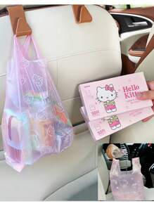 Sanrio Hello Kitty 50 stuks vuilniszakken voor in de auto en op het bureau, leuke, creatieve roze vuilniszakken, wegwerpbare plastic vuilniszakken, draagbare vuilniszakken voor in de auto, geschikt voor op reis en buitengebruik.