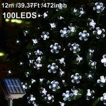 1pc 20/50/100leds Flowers Solar String Lights Outdoor Waterproof LED Solar Light 5M/7M/12M Cherry Flower Lights Twinkle 8 Modes Christmas Garden Party Camping ,Trees, Walls, Fences Decoration(Multicolor/WHITE/Warm White)